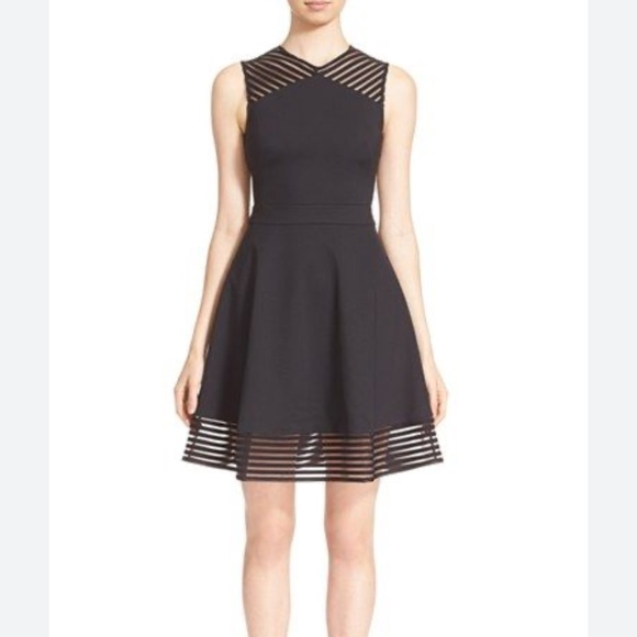 Ted Baker Eleese Mesh Detail Skater Dress - Size 0 - Picture 1 of 4